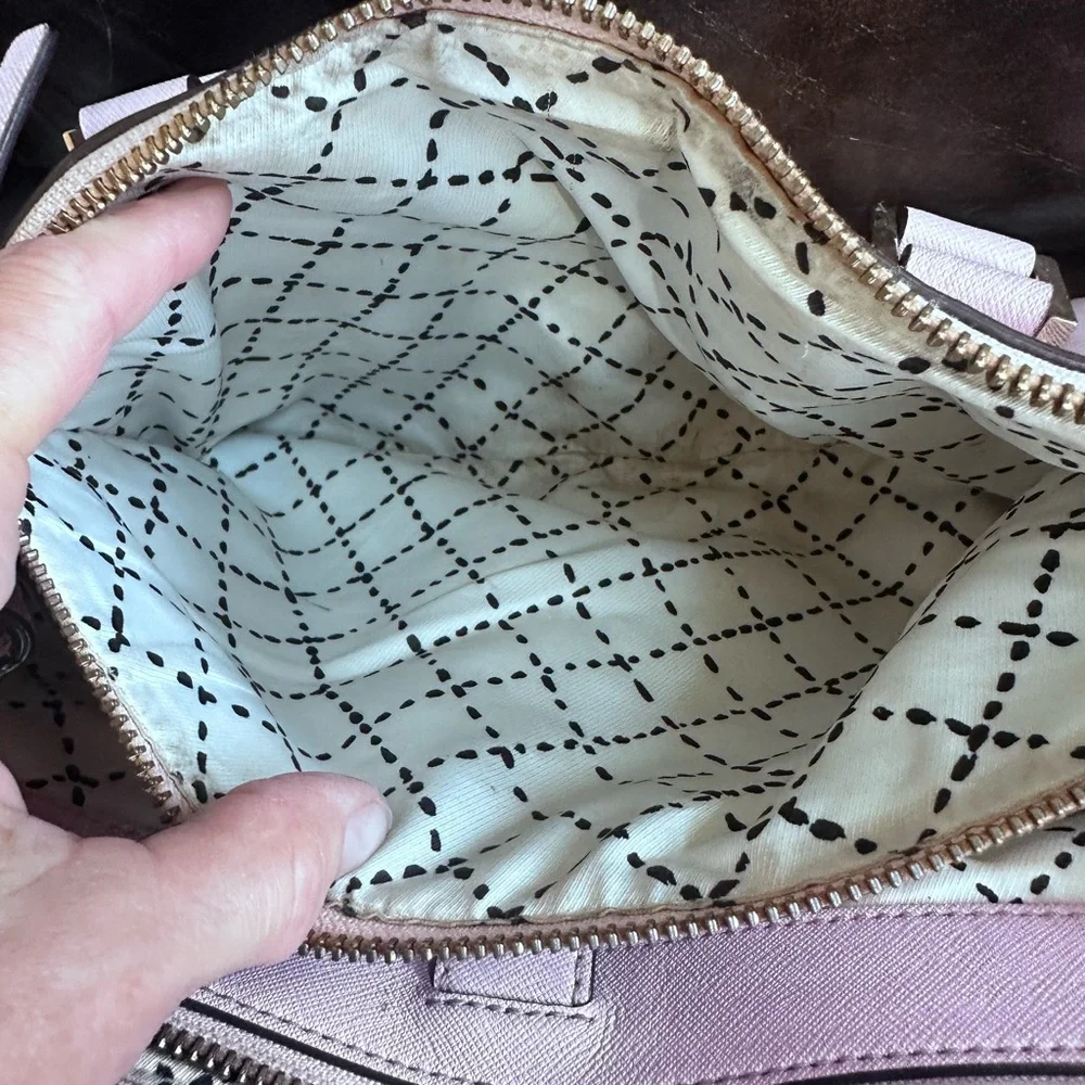 Kate Spade Light Pink Satchel with Floral and butterfly  Design 100% leather
